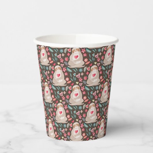 Gobelets En Papier Valentine Sloth Motif (Gauche)