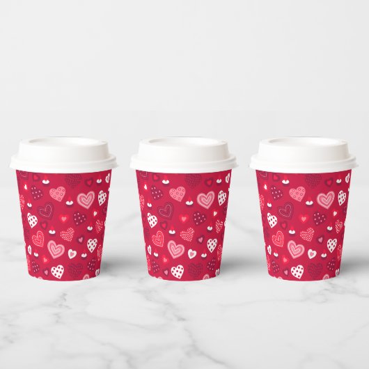 Gobelets En Papier Valentines coeur motif 2 tasses en papier (Multi)
