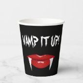 Gobelets En Papier "VAMP IT UP !" Vampire Fangs Halloween (Recto)