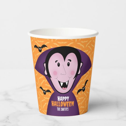 Gobelets En Papier Vampire Dracula Bats Enfants Joli Halloween (Verso)