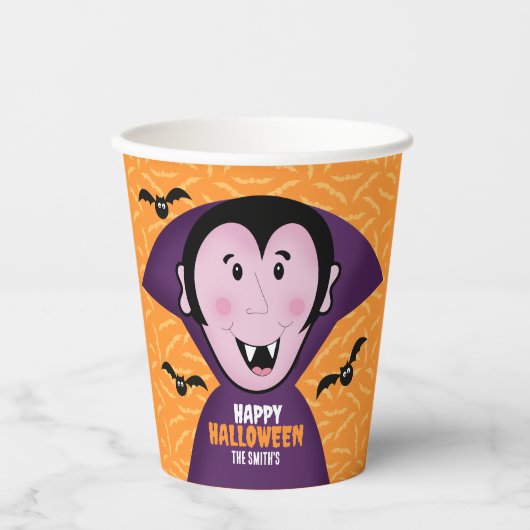 Gobelets En Papier Vampire Dracula Bats Enfants Joli Halloween (Recto)