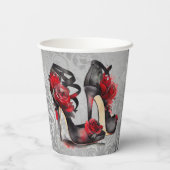 Gobelets En Papier Vampy Strappy Stilettos | Roses rouges talons sur  (Verso)