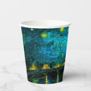 Gobelets En Papier Van Gogh Nuit étoilée sur le Rhône