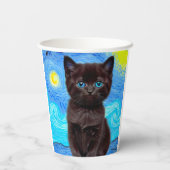 Gobelets En Papier Van Gogh Starry Night Black Cat (Verso)