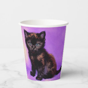 Gobelets En Papier Van Gogh Style Chat pourpre