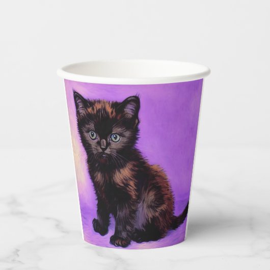 Gobelets En Papier Van Gogh Style Chat pourpre (Recto)