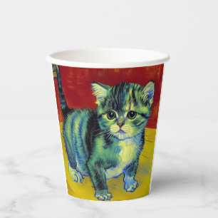 Gobelets En Papier Van Gogh Tabby Cat
