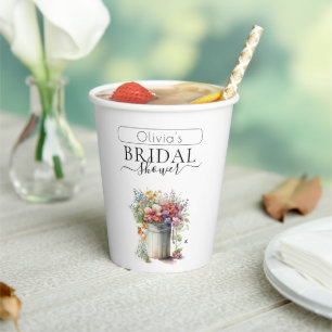 Gobelets En Papier Vase de fleurs printanières romantiques pour la do