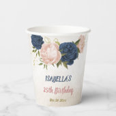 Gobelets En Papier végétation marine et fleurs roses rousses (Verso)