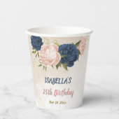 Gobelets En Papier végétation marine et fleurs roses rousses (Recto)