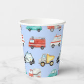 Gobelets En Papier Véhicule à aquarelle bleu (Verso)