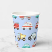 Gobelets En Papier Véhicule à aquarelle bleu (Gauche)