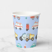 Gobelets En Papier Véhicule à aquarelle bleu (Droite)