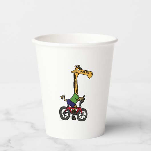 Gobelets En Papier Vélo cool Giraffe équitation (Recto)