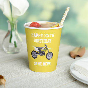 Gobelets En Papier Vélo droit Jaune Anniversaire Sport Racing Cool E