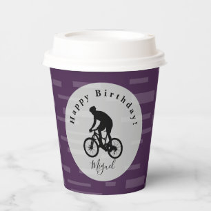 Gobelets En Papier Vélo Rider Joyeux Anniversaire serviettes
