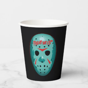 Gobelets En Papier Vendredi 13 Graphique de masque de hockey bleu