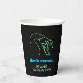 Gobelets En Papier Venom foncé avec morsure - Tête de serpent et croc (Verso)