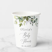 Gobelets En Papier Verdure, Eucalyptus Feuilles, Boho, Baby shower (Verso)