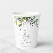 Gobelets En Papier Verdure, Eucalyptus Feuilles, Boho, Baby shower (Recto)