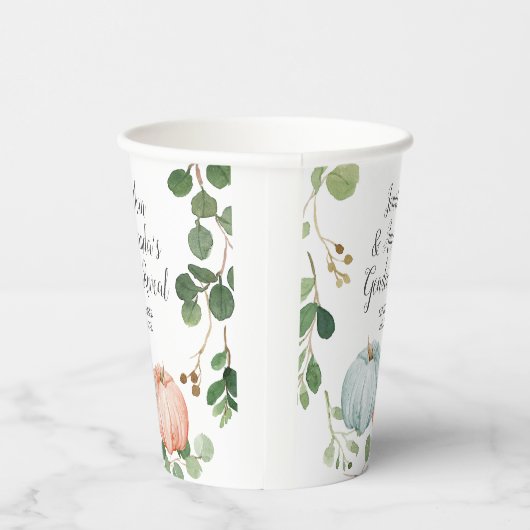 Gobelets En Papier Verdure Floral Citrouille Genre Révéler Blanc (Droite)