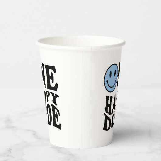 Gobelets En Papier Verre bleu Preppy Smile Un mec heureux (Droite)