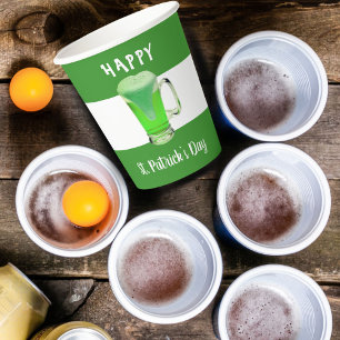 Gobelets En Papier Verre de bière verte Joyeux St. Patrick`s day Part