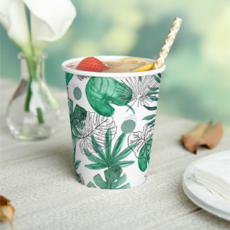 Gobelets En Papier Verre en carton avec motif tropical