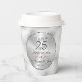 Gobelets En Papier Verre gris clair Foggy moderne - 25e anniversaire  (Verso)