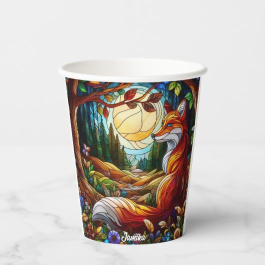 Gobelets En Papier Verre tendu Look Renard rouge (Verso)