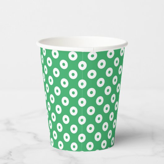 Gobelets En Papier Vert amusant avec des pois verts et blancs (Droite)