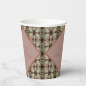 Gobelets En Papier Vert Avec Gris Et Rosé Rose (Droite)
