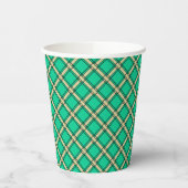 Gobelets En Papier Vert beige, motif plaid (Gauche)