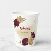 Gobelets En Papier Vert bordeaux beige or botanique  (Recto)