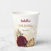 Gobelets En Papier Vert bordeaux beige or botanique  (Verso)