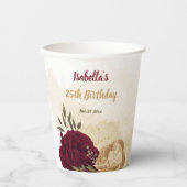 Gobelets En Papier Vert bordeaux beige or botanique  (Recto)