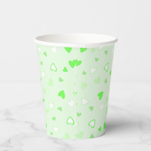 Gobelets En Papier Vert Coeurs mignons (Droite)