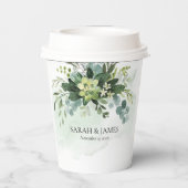 Gobelets En Papier Vert doux Mariage Succulent Floral Botanique (Verso)