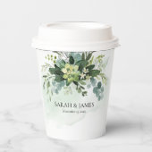 Gobelets En Papier Vert doux Mariage Succulent Floral Botanique (Recto)