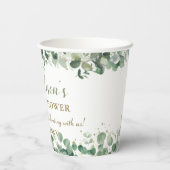 Gobelets En Papier Vert Eléphant mignon Baby shower neutre genre (Verso)