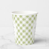 Gobelets En Papier Vert et blanc En vichy Motif Oh Baby shower (Droite)