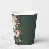 Gobelets En Papier Vert foncé luxuriant et rose pâle Mariage floral (Gauche)