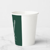 Gobelets En Papier Vert foncé Plain Élégant Moderne Monogramme de son (Gauche)