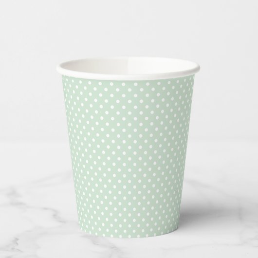 Gobelets En Papier Vert Menthe Pastel Classique à Points (Gauche)