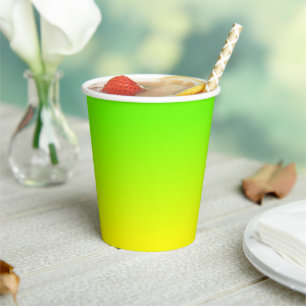 Gobelets En Papier Vert néon et ombré jaune néon Teinte fondu de coul