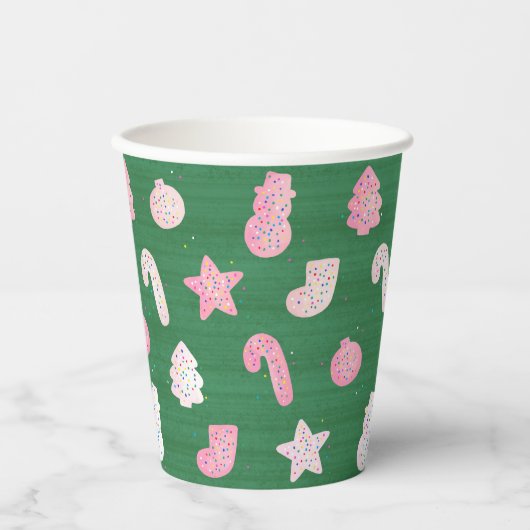 Gobelets en papier vert pour biscuits de Noël (Recto)