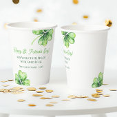 Gobelets En Papier Vert Quatre feuilles de trèfle de chance Jour de l