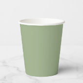 Gobelets En Papier Vert Sage moderne Couleur uni (Verso)