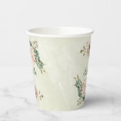 Gobelets En Papier vert sauge rose fleuri (Gauche)