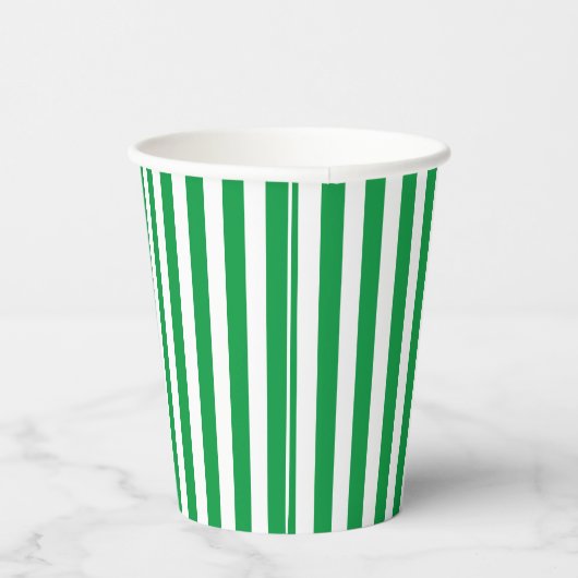 Gobelets En Papier Vertical classique vert et blanc trié (Droite)